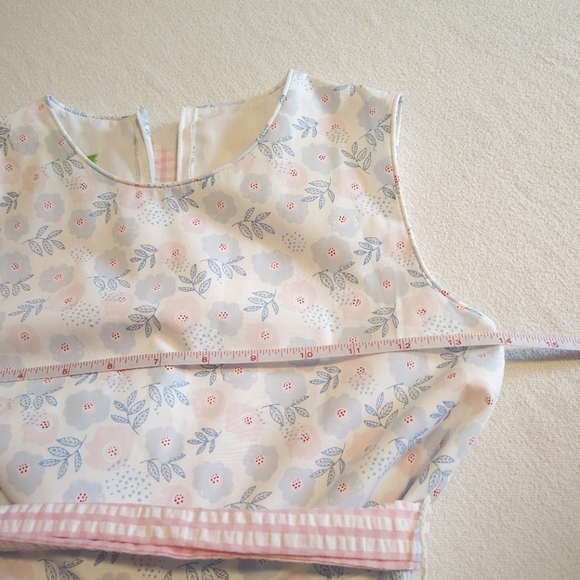 Classic Whimsy Pink White Gingham Floral Dress Size 8 Preppy Pastel Tie Back - Picture 4 of 7